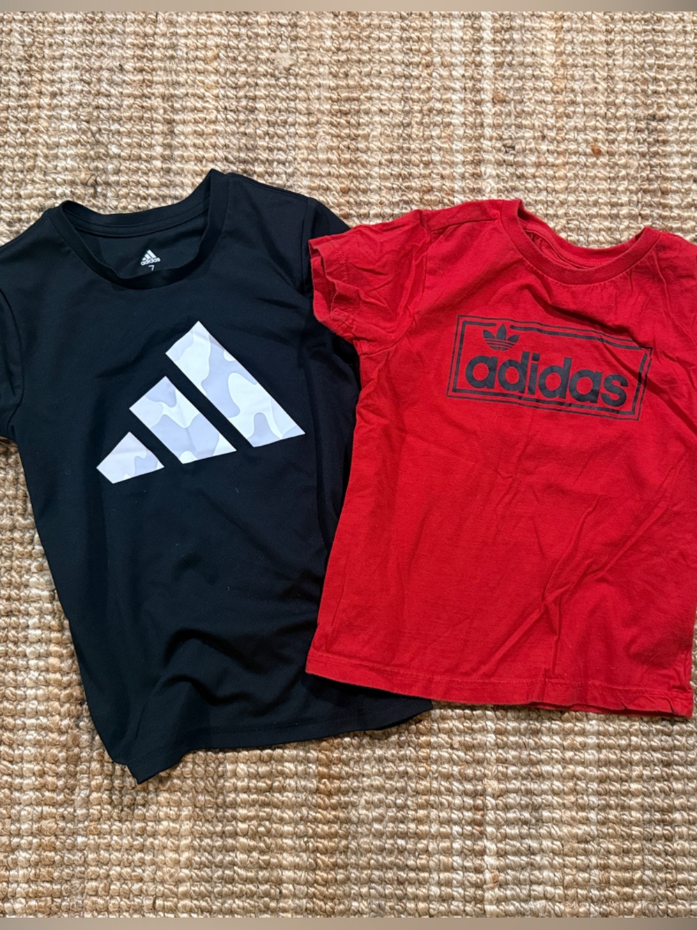 2 adidas Kids Short Sleeve Tees - Black & Red